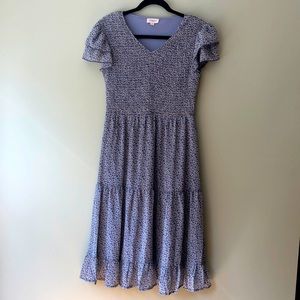 Orange Creek Ditsy Floral Blue Midi Dress Medium